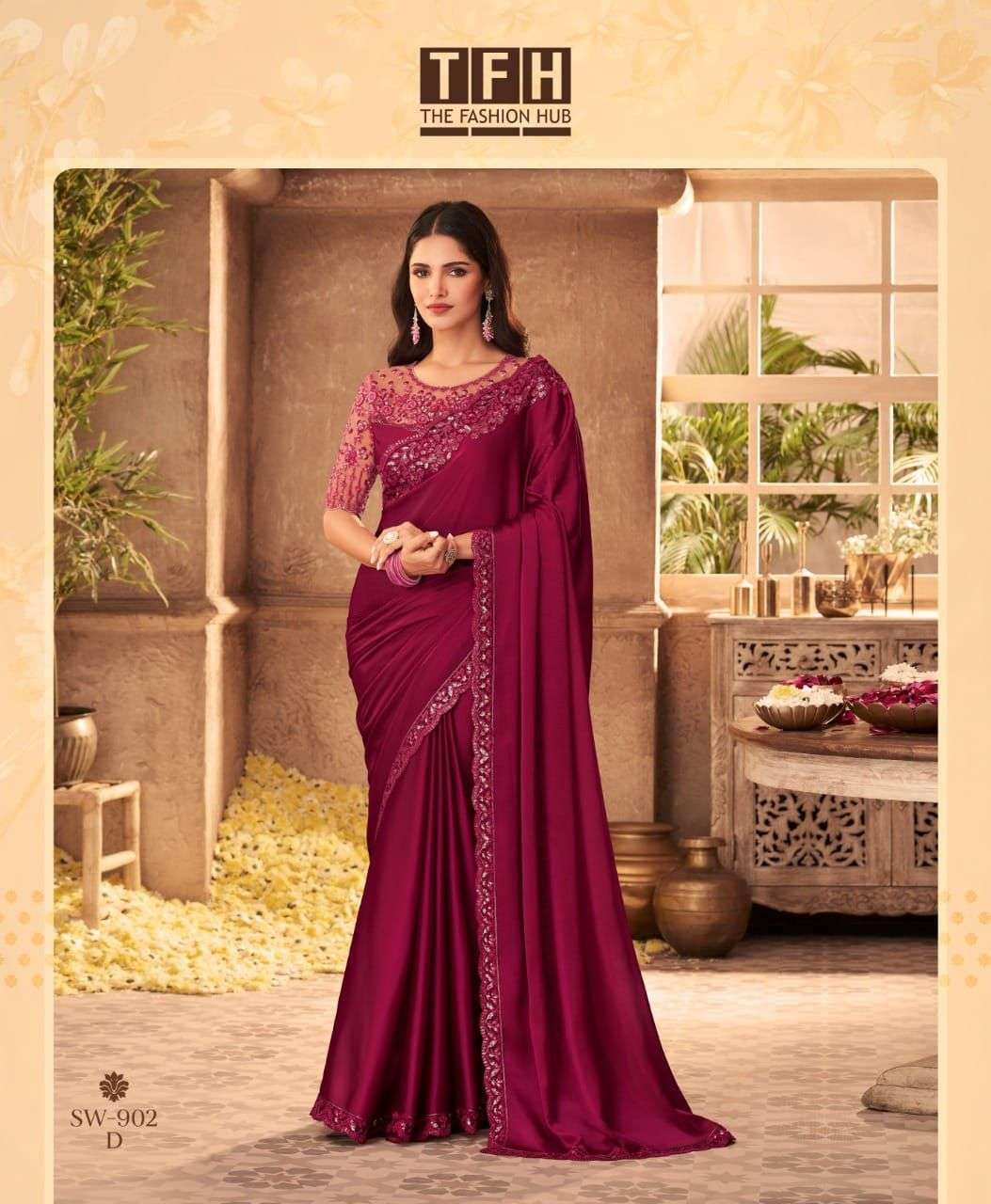 tfh sandalwaood hit design 902 colors oracle silk saree