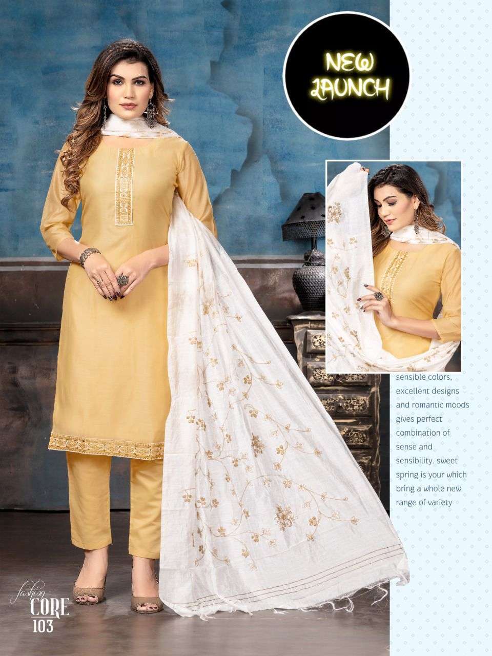 beauty core series 101-108 chanderi readymade suit 