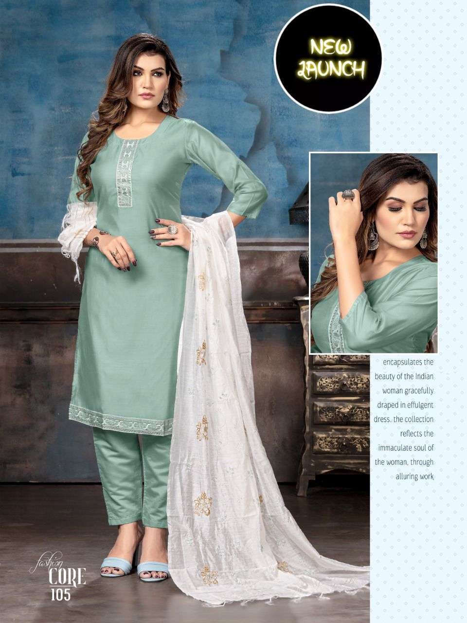 beauty core series 101-108 chanderi readymade suit 