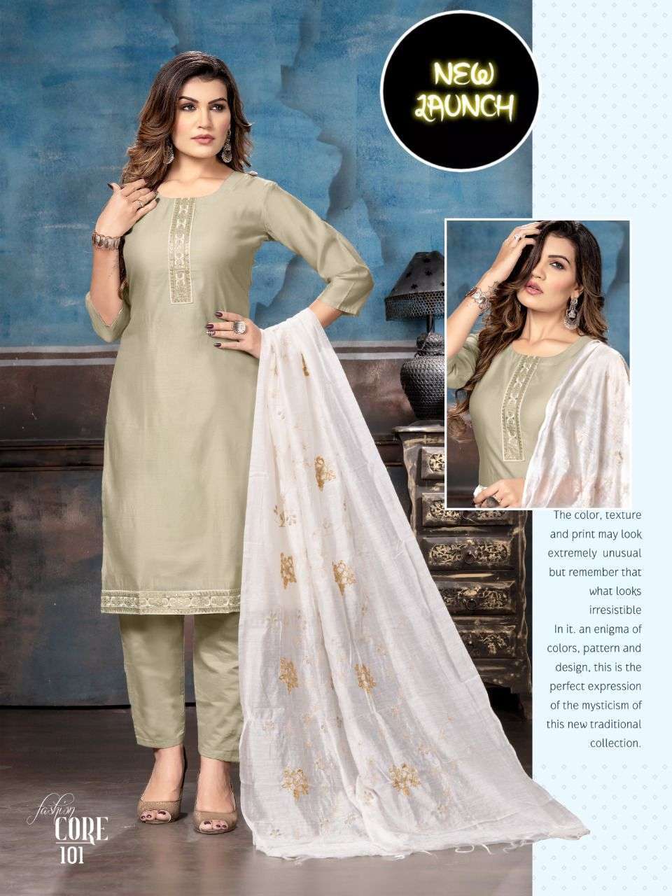 beauty core series 101-108 chanderi readymade suit 
