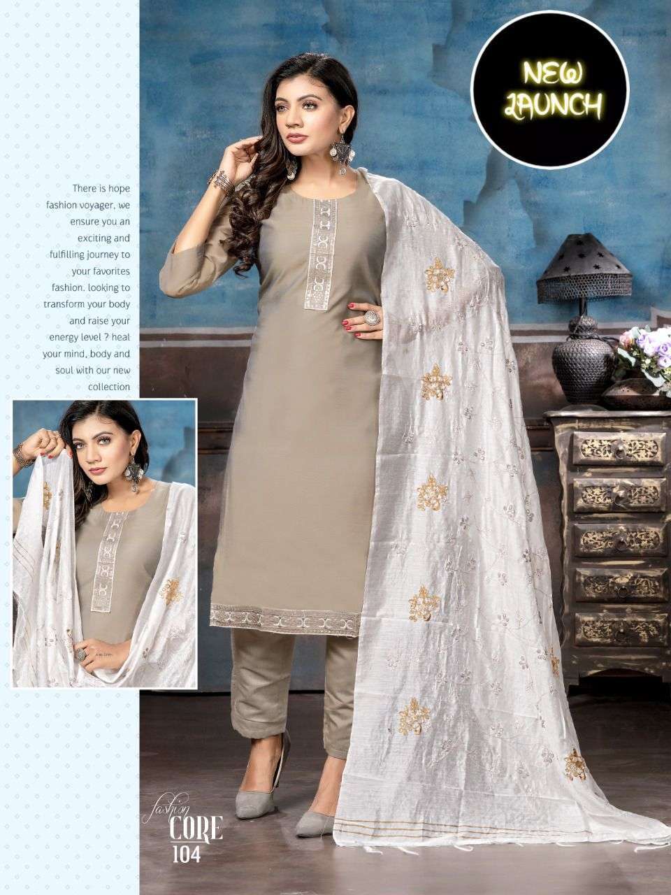 beauty core series 101-108 chanderi readymade suit 