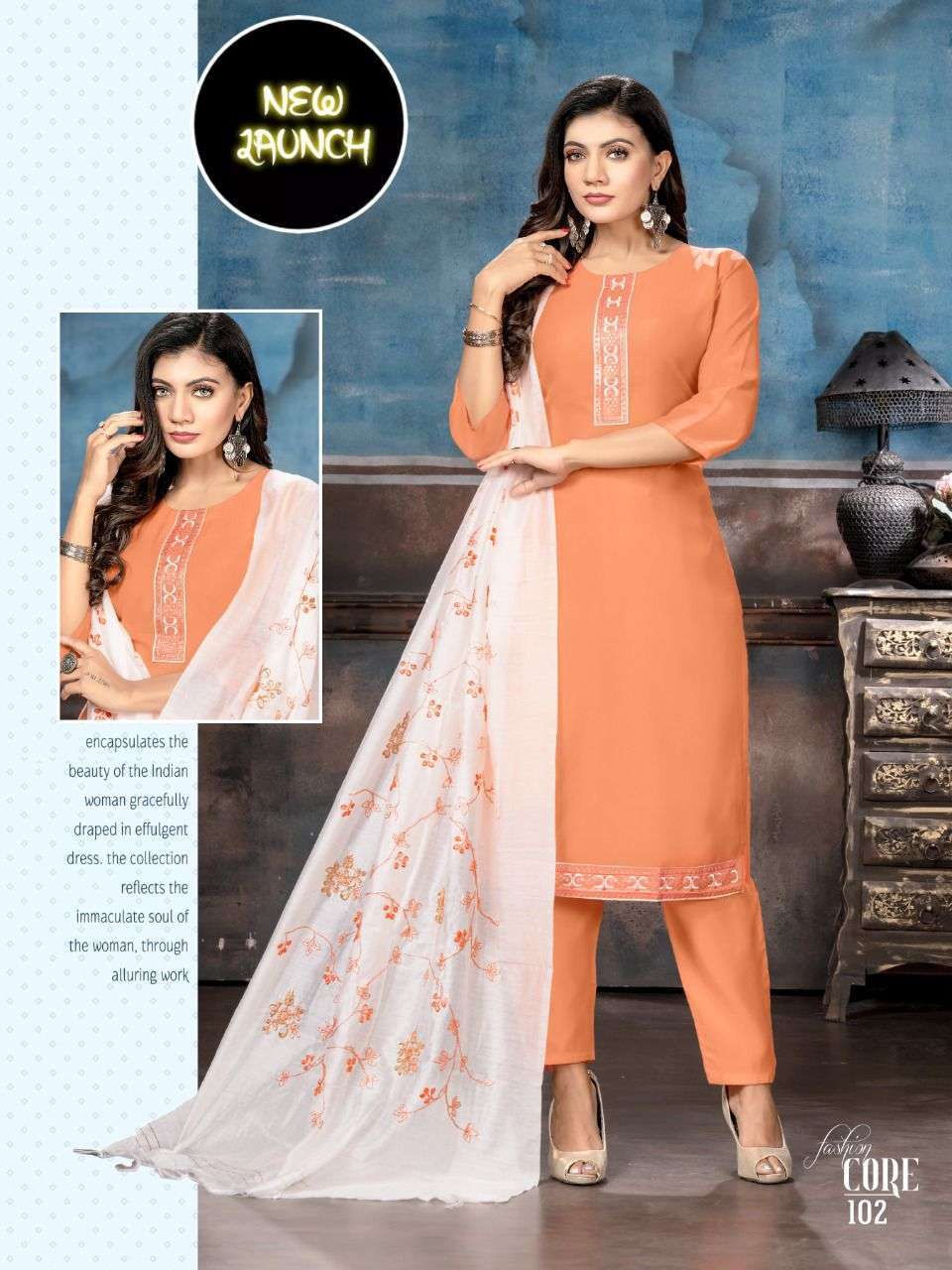 beauty core series 101-108 chanderi readymade suit 