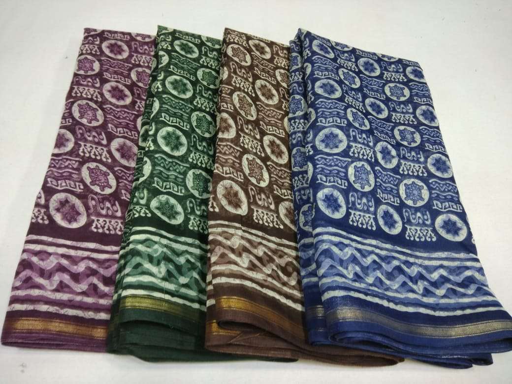 cotton chanderi border with blouse saree non catalog formal wear