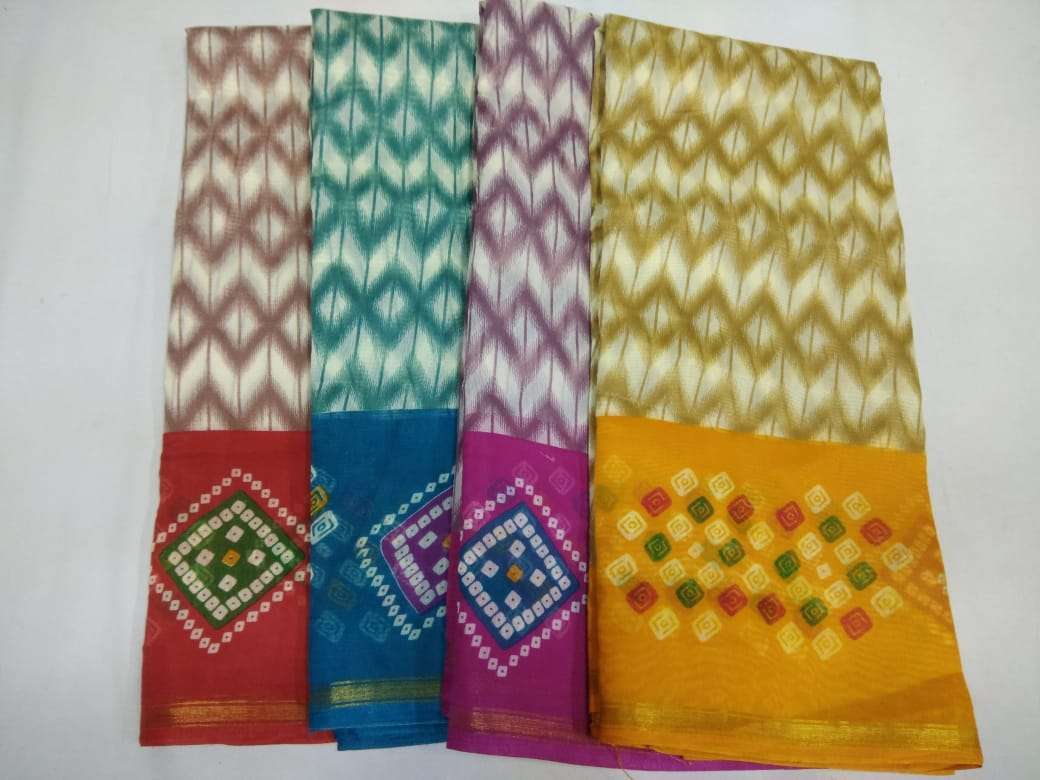 cotton chanderi border with blouse saree non catalog formal wear