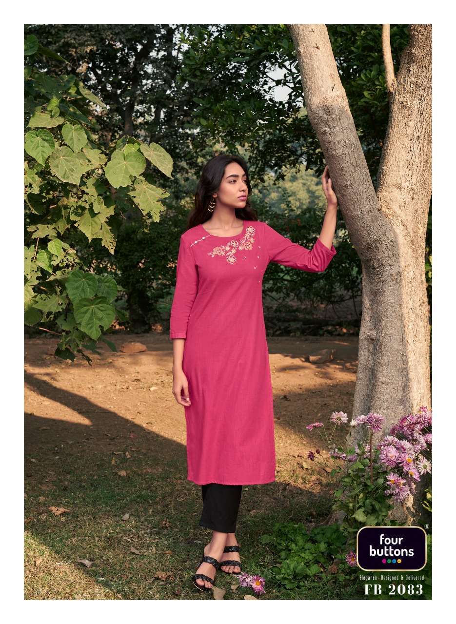 four buttons colors-14 series 2081-2087 heavy cotton kurti 