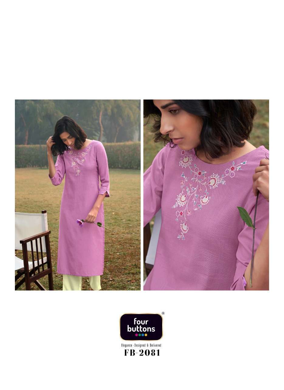 four buttons colors-14 series 2081-2087 heavy cotton kurti 