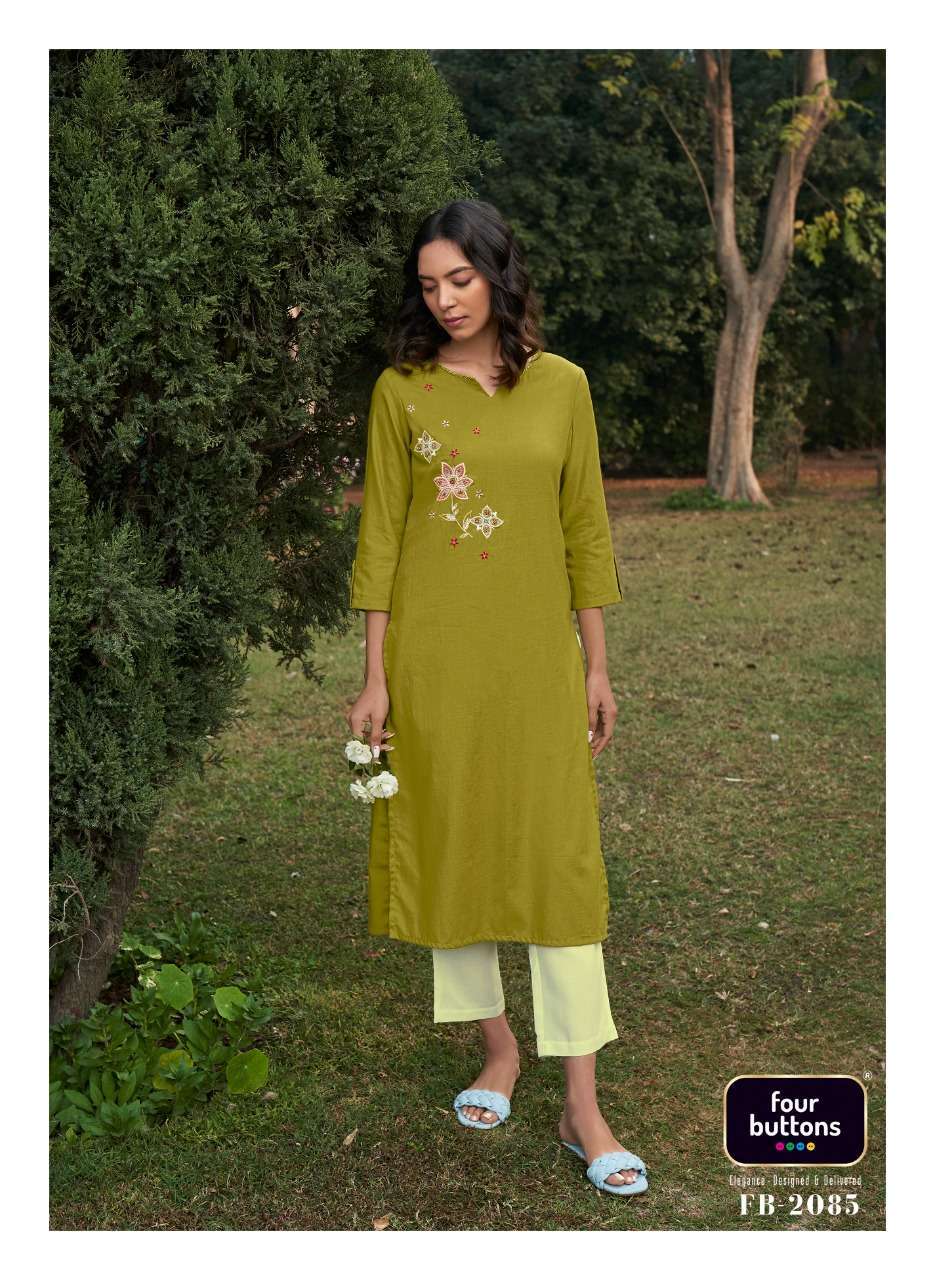 four buttons colors-14 series 2081-2087 heavy cotton kurti 