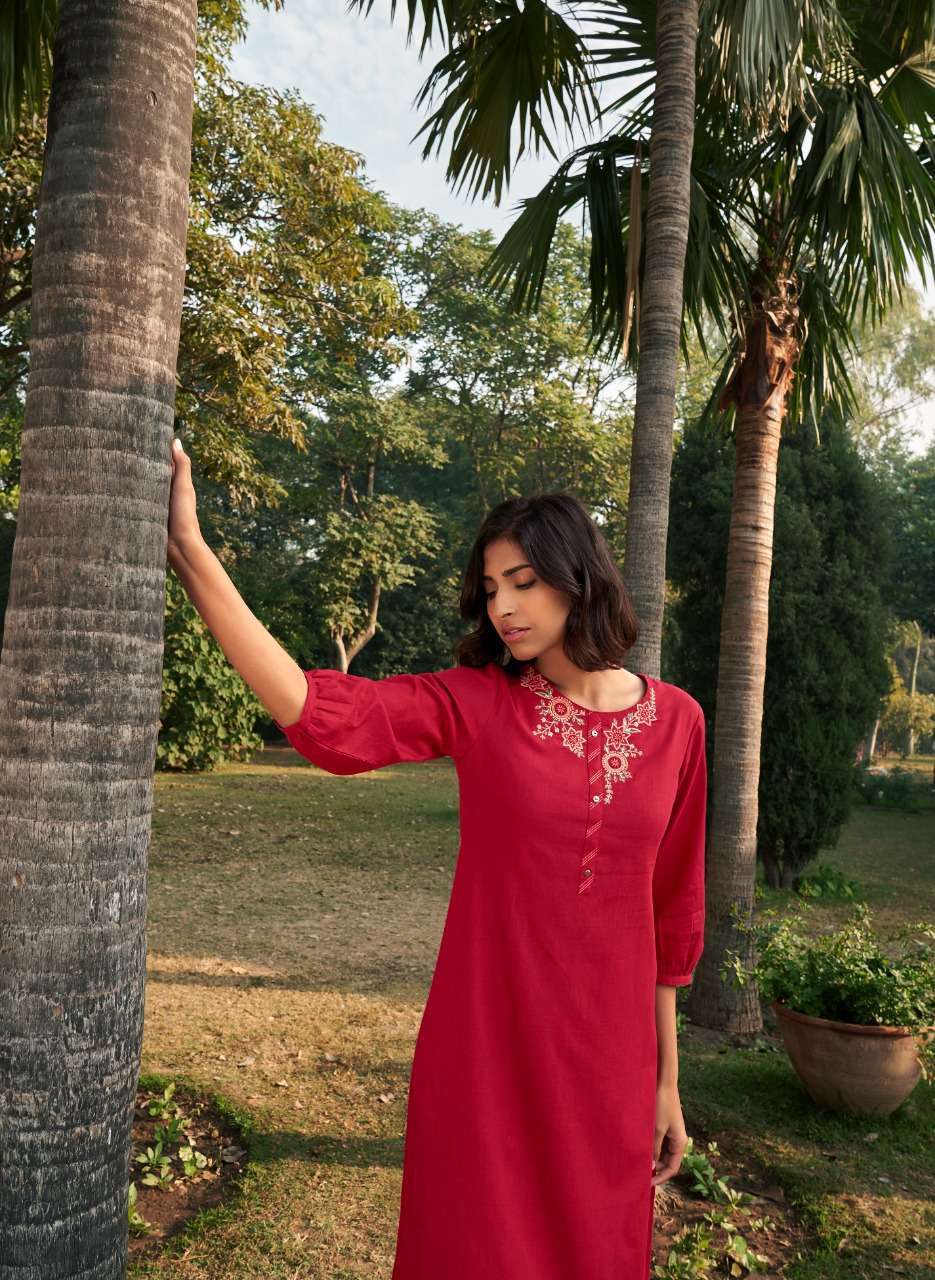 four buttons colors-14 series 2081-2087 heavy cotton kurti 