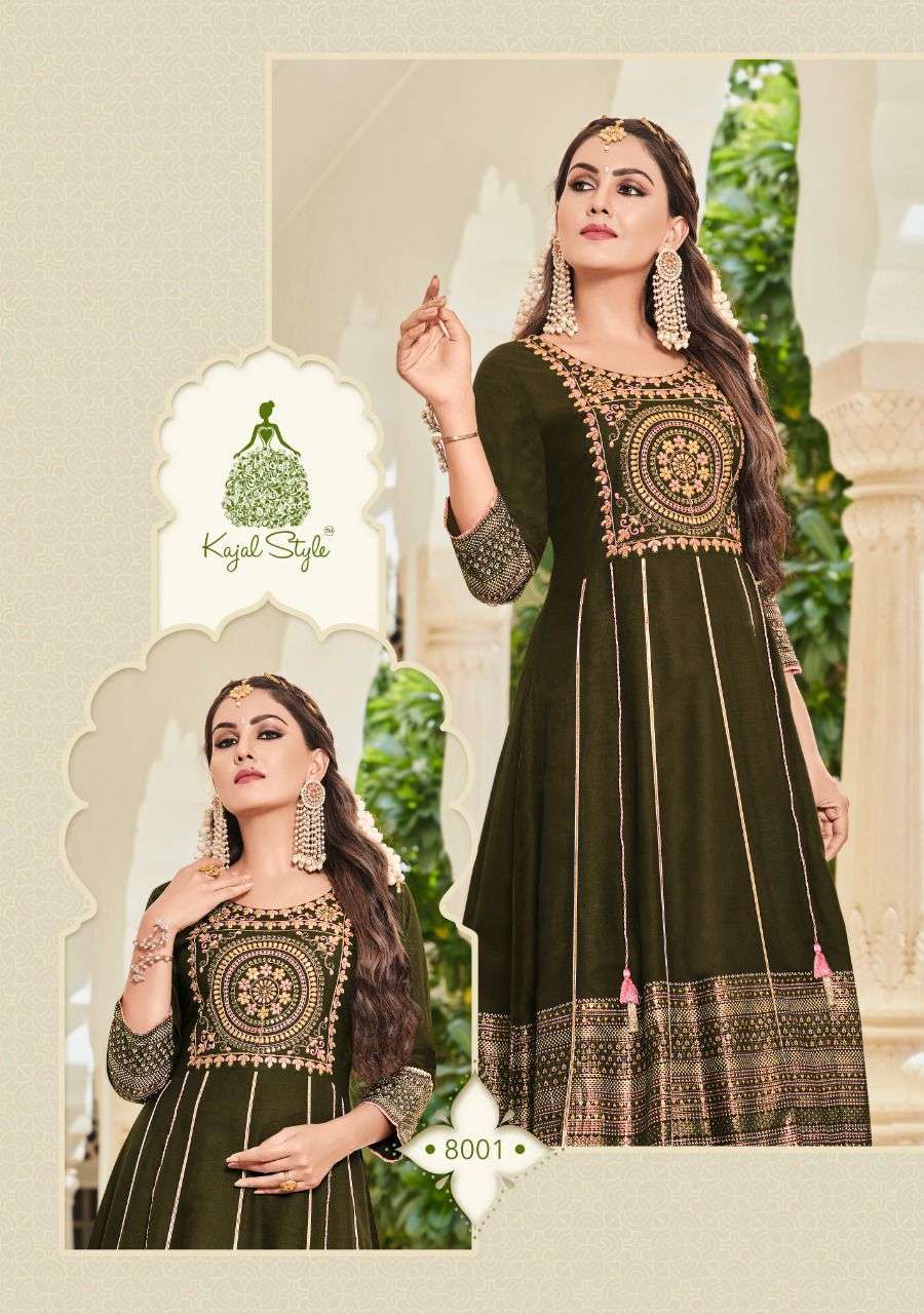 kajal style fashion colorbar vol 8 series 8001-8008 heavy rayon kurti