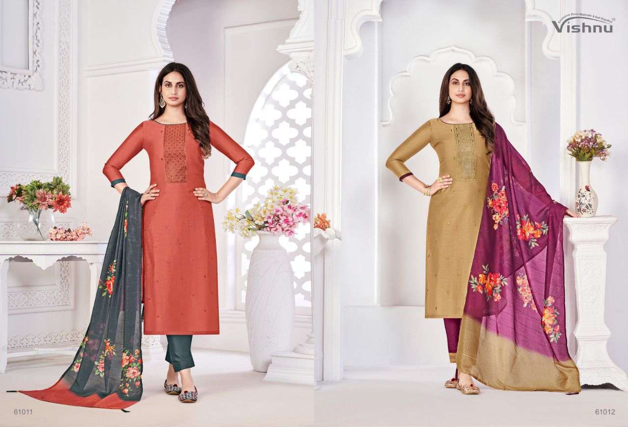 vishnu rubika series 62001-62012 coral silk suit