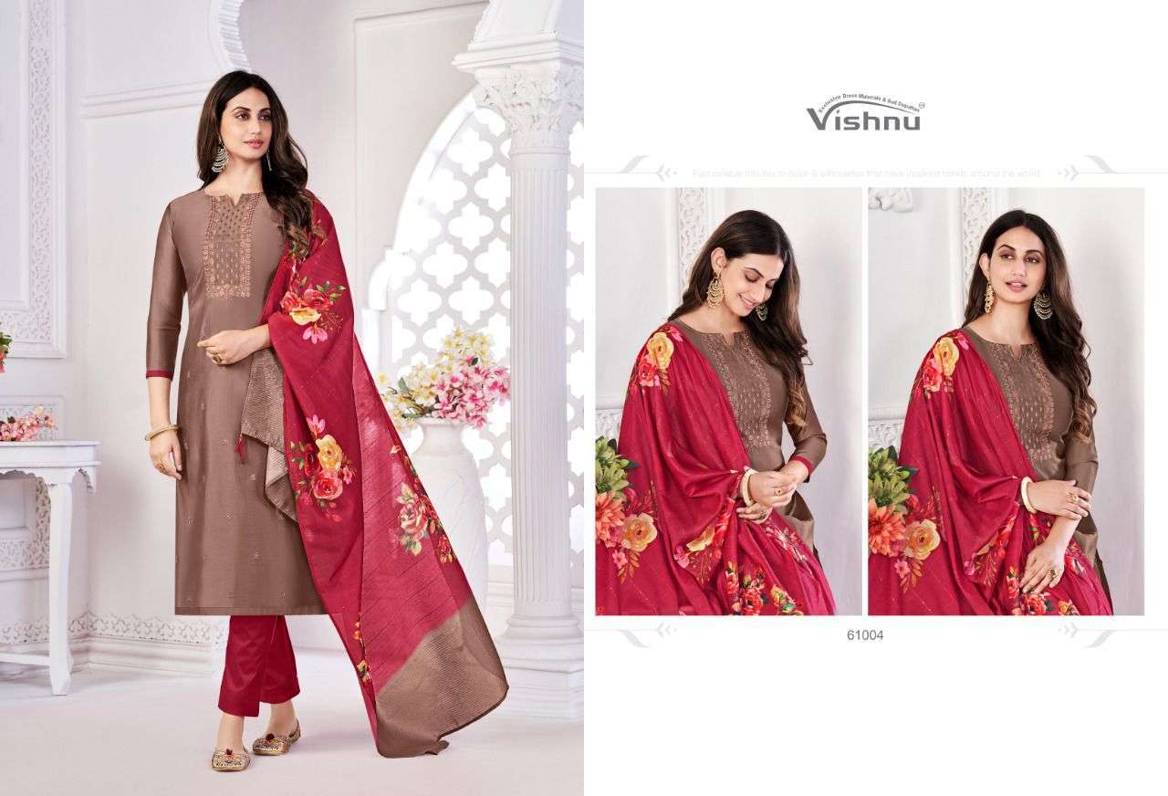 vishnu rubika series 62001-62012 coral silk suit