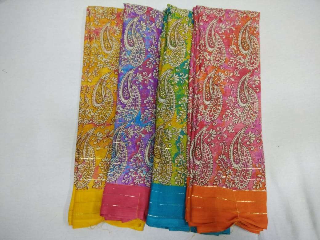 weightless jari printed saree poonam saree four color matching set