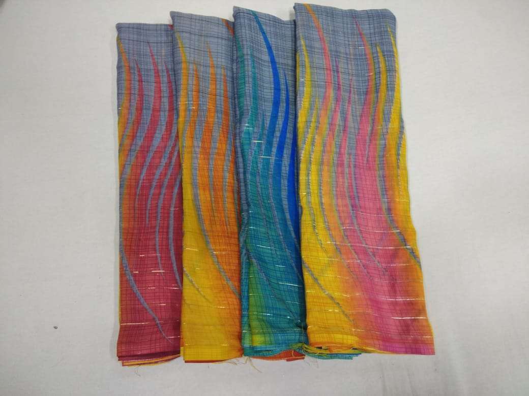 weightless jari printed saree poonam saree four color matching set