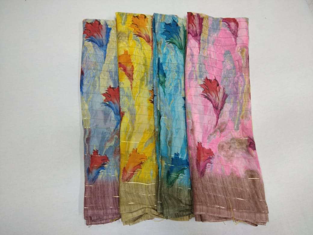 weightless jari printed saree poonam saree four color matching set