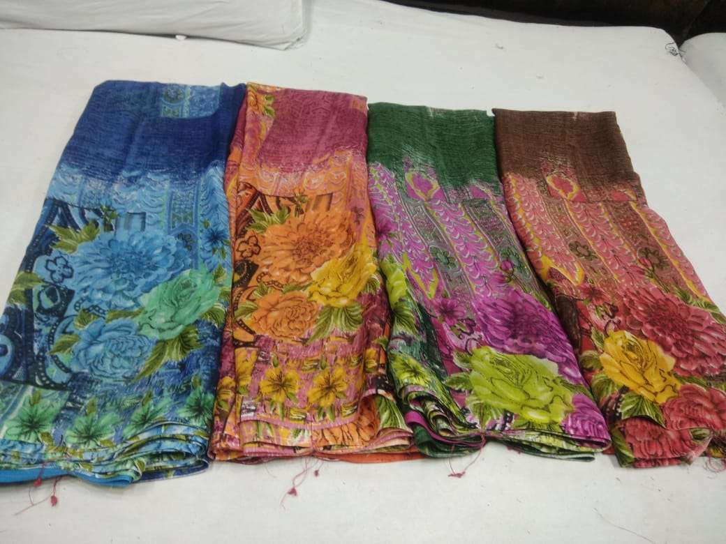 weightless printed 4 color matching saree set poonam sarees manufacturer