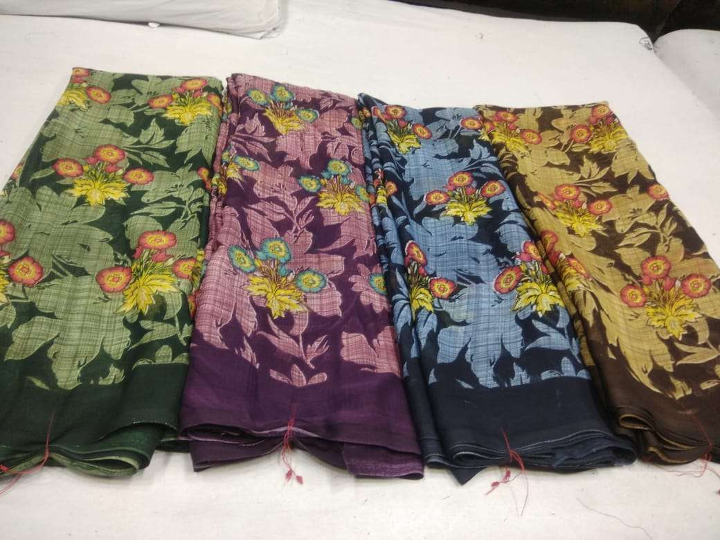 weightless printed 4 color matching saree set poonam sarees manufacturer
