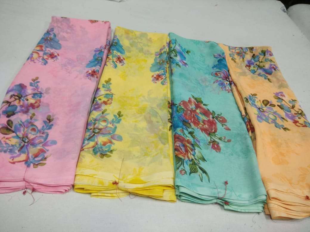 weightless printed 4 color matching saree set poonam sarees manufacturer