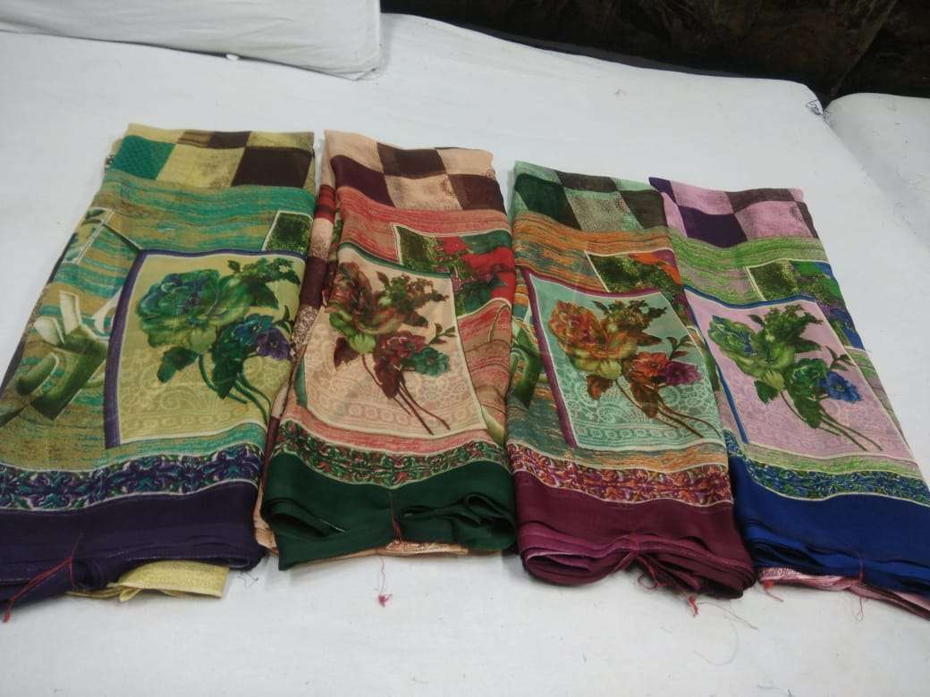 weightless printed 4 color matching saree set poonam sarees manufacturer