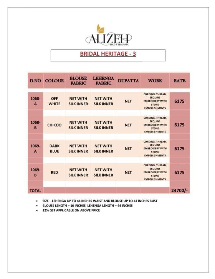 alizeh official bridal heritage vol 3 designer net lehenga 
