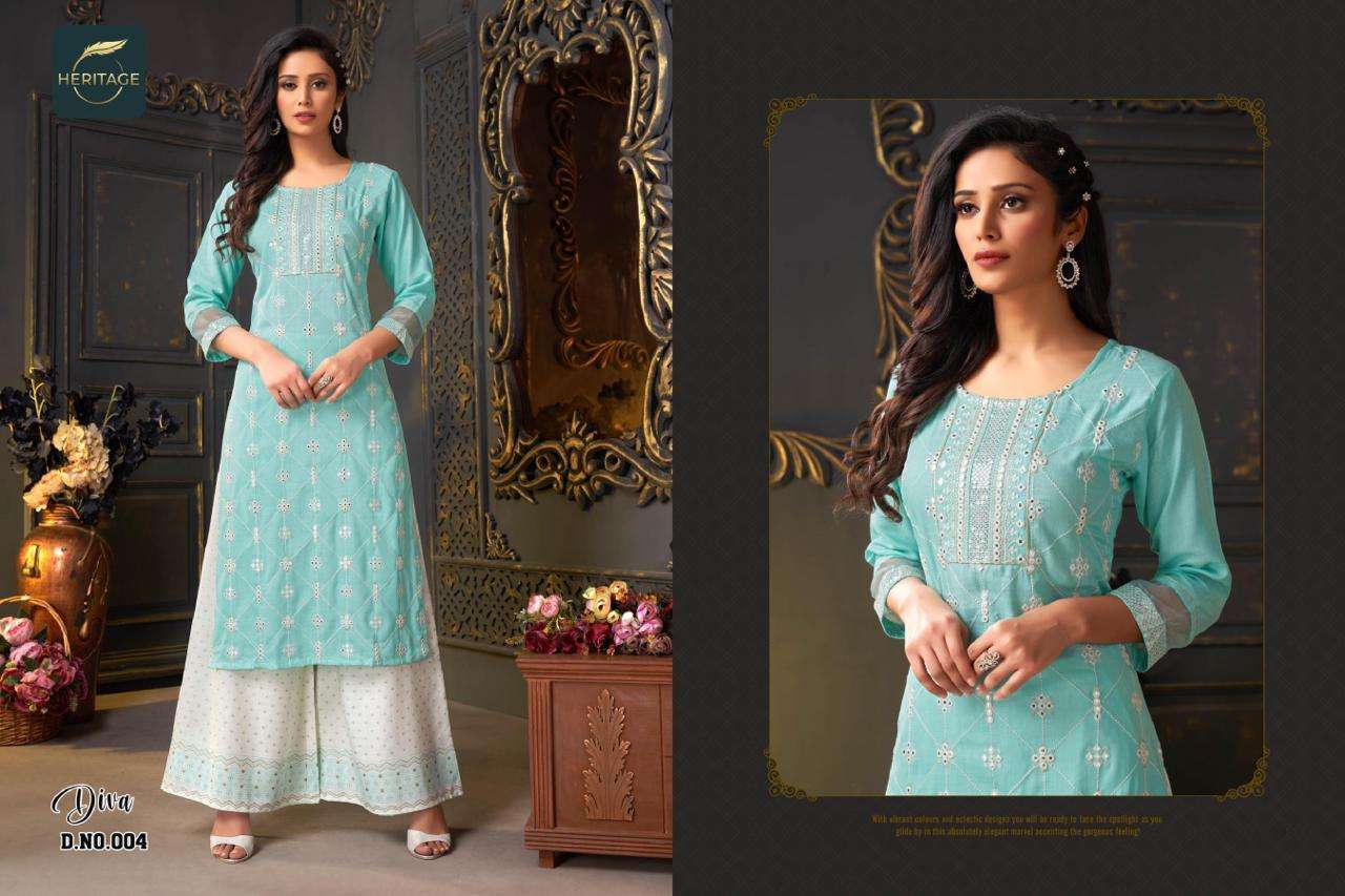 heritage diva series 001-005 rayon slub kurti