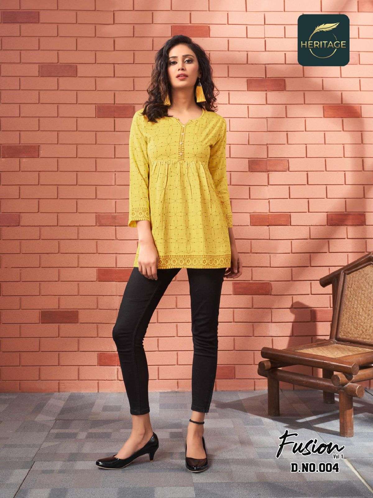 heritage fusion series 001-006 rayon slub kurti