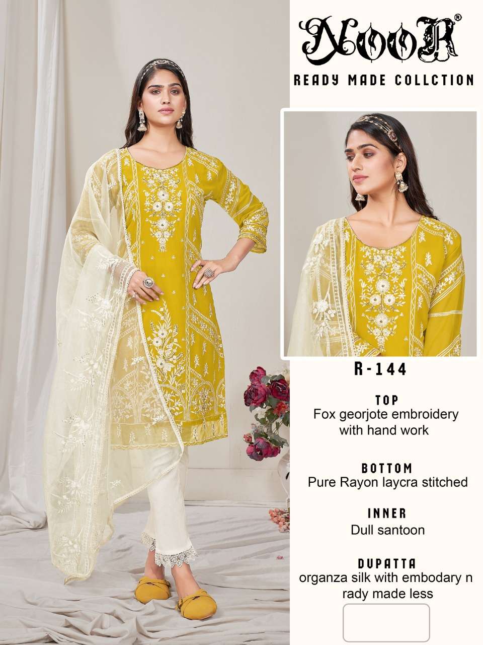 Noor D.no 1044 Fox Georgette Embroidery With Hand Work suit