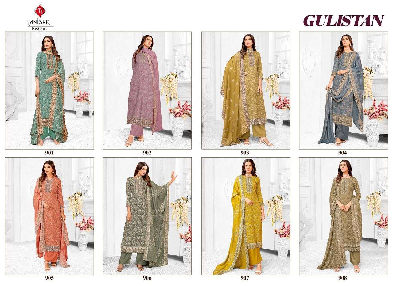 tanishk gulistan series 901-908 pashmina print suit 