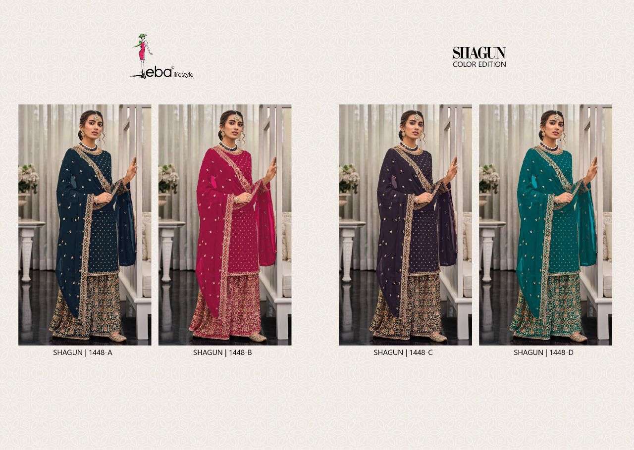 eba lifestyle shagun color edition series 1446 georgette suit