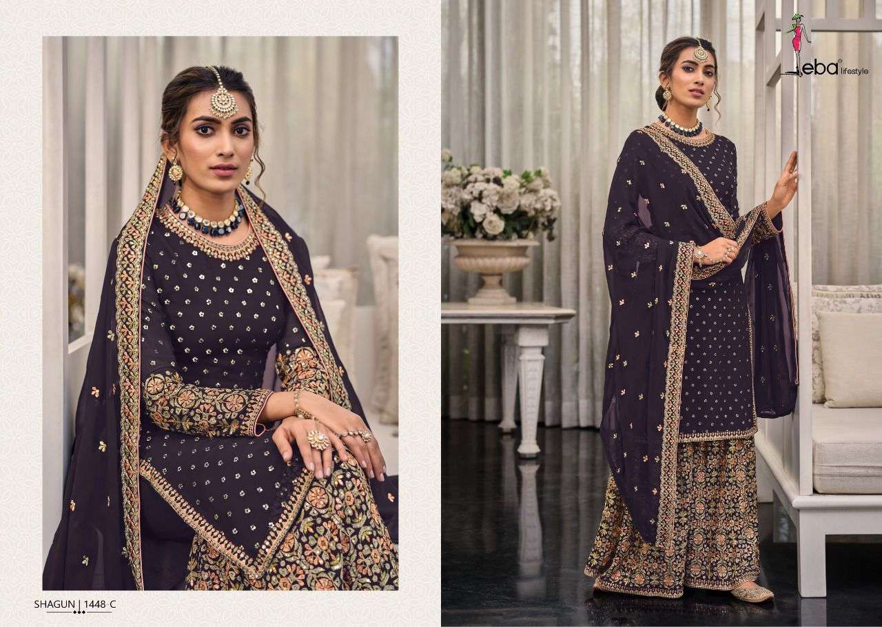eba lifestyle shagun color edition series 1446 georgette suit