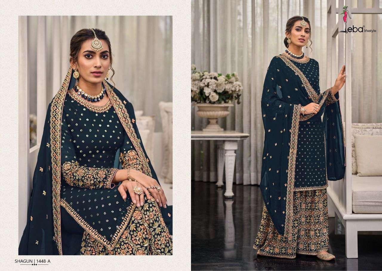 eba lifestyle shagun color edition series 1446 georgette suit