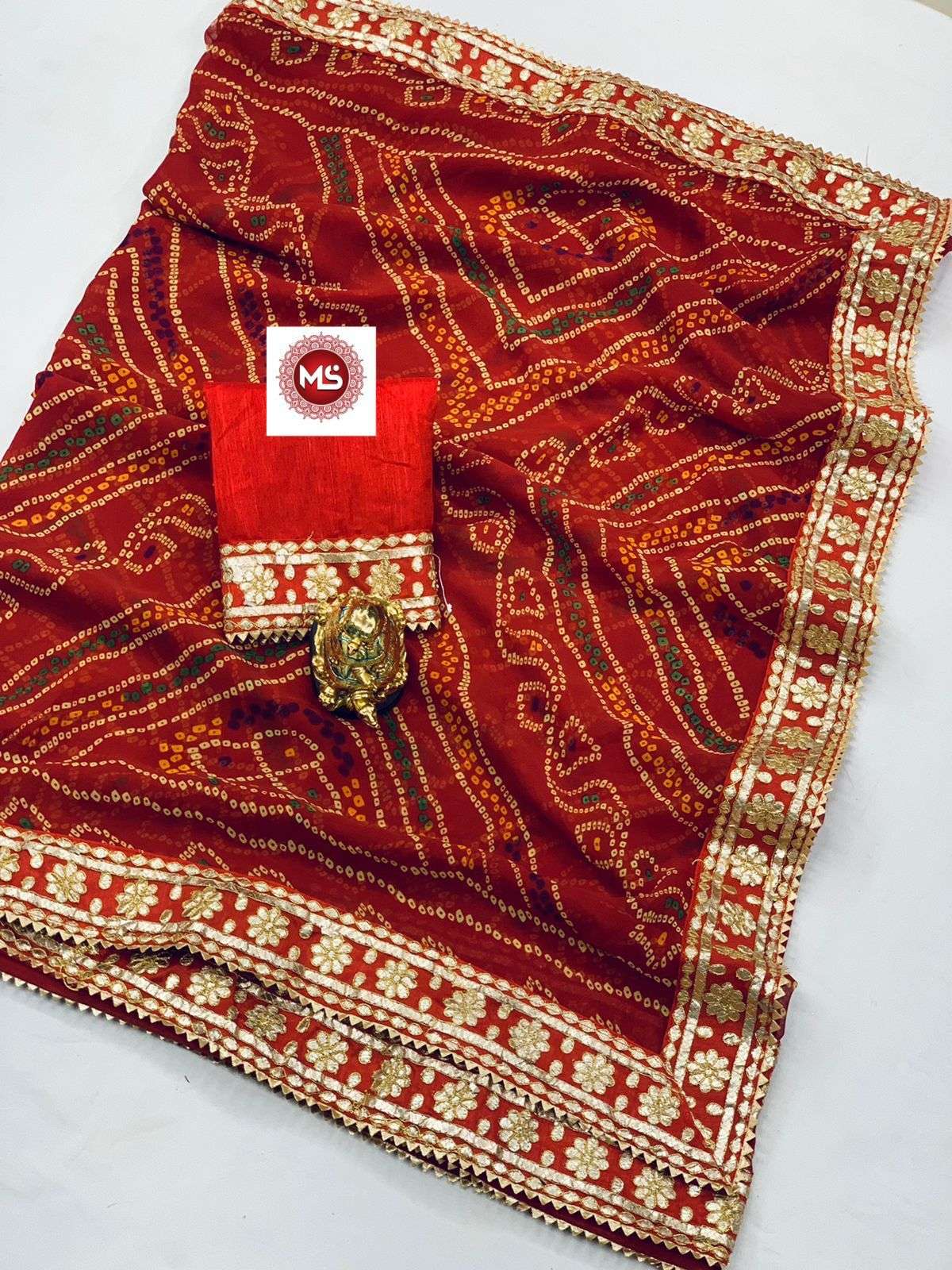 ms brand gota patti georgette saree 