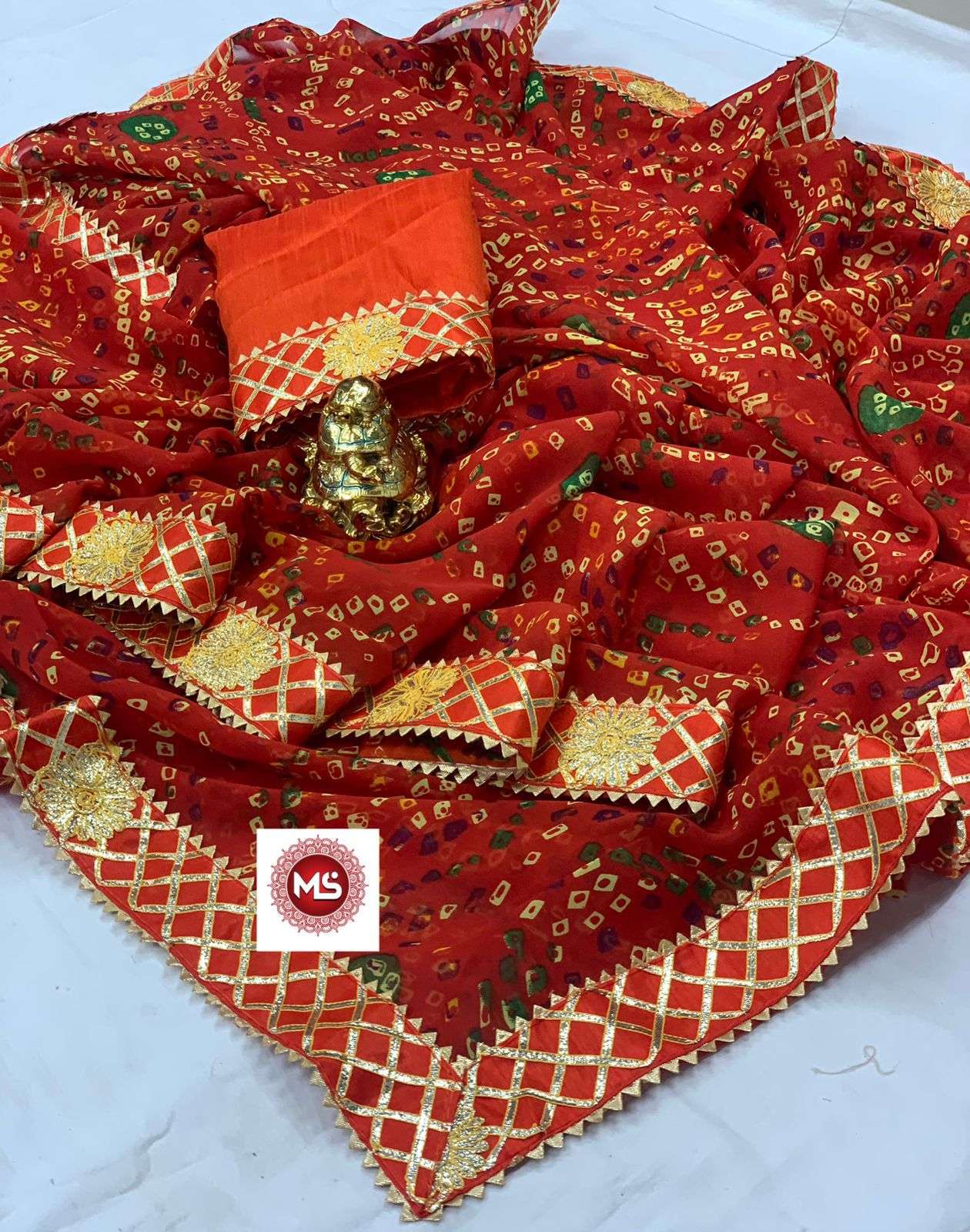ms brand gota patti georgette sarees