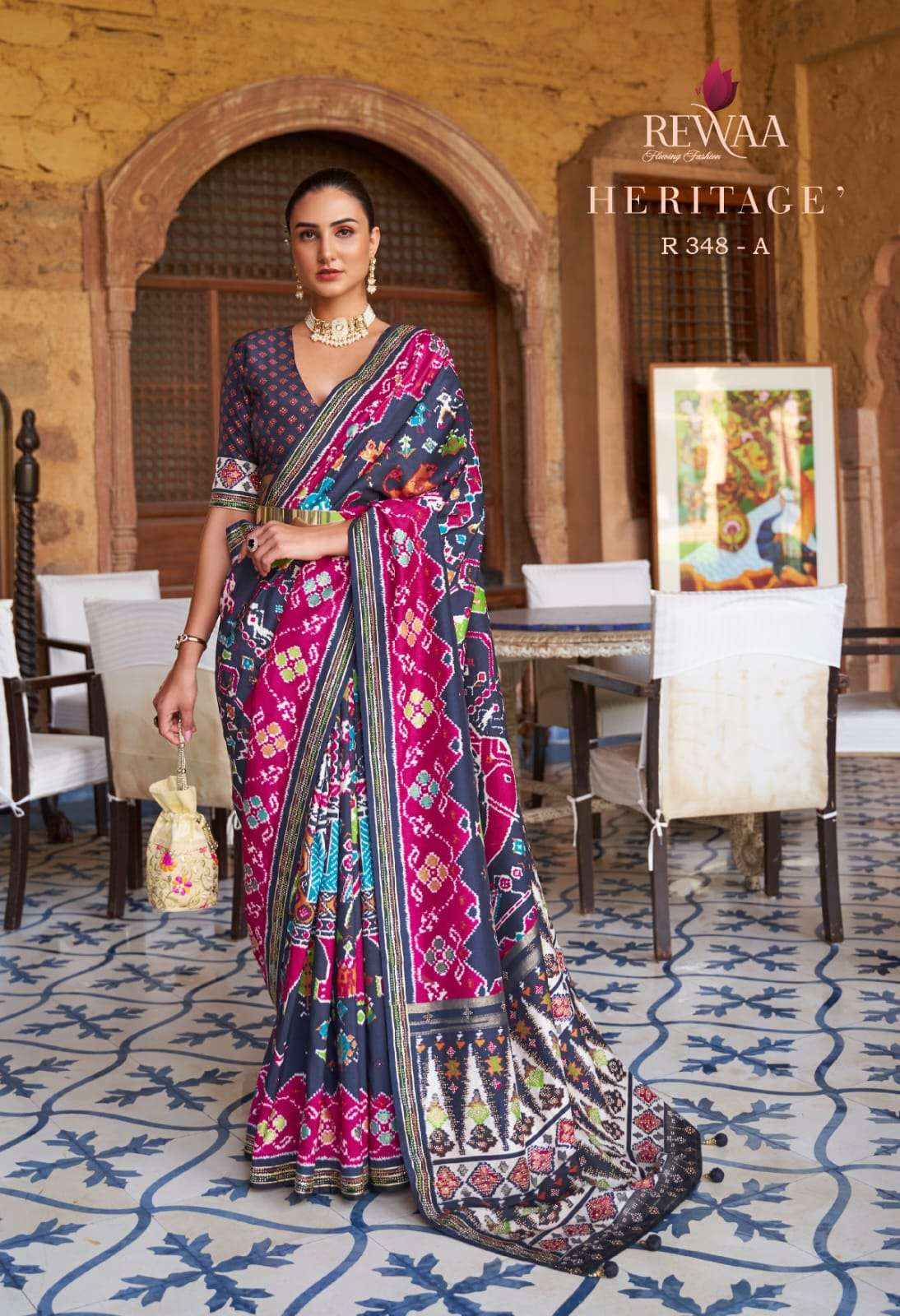 rewaa heritage designer pure silk saree