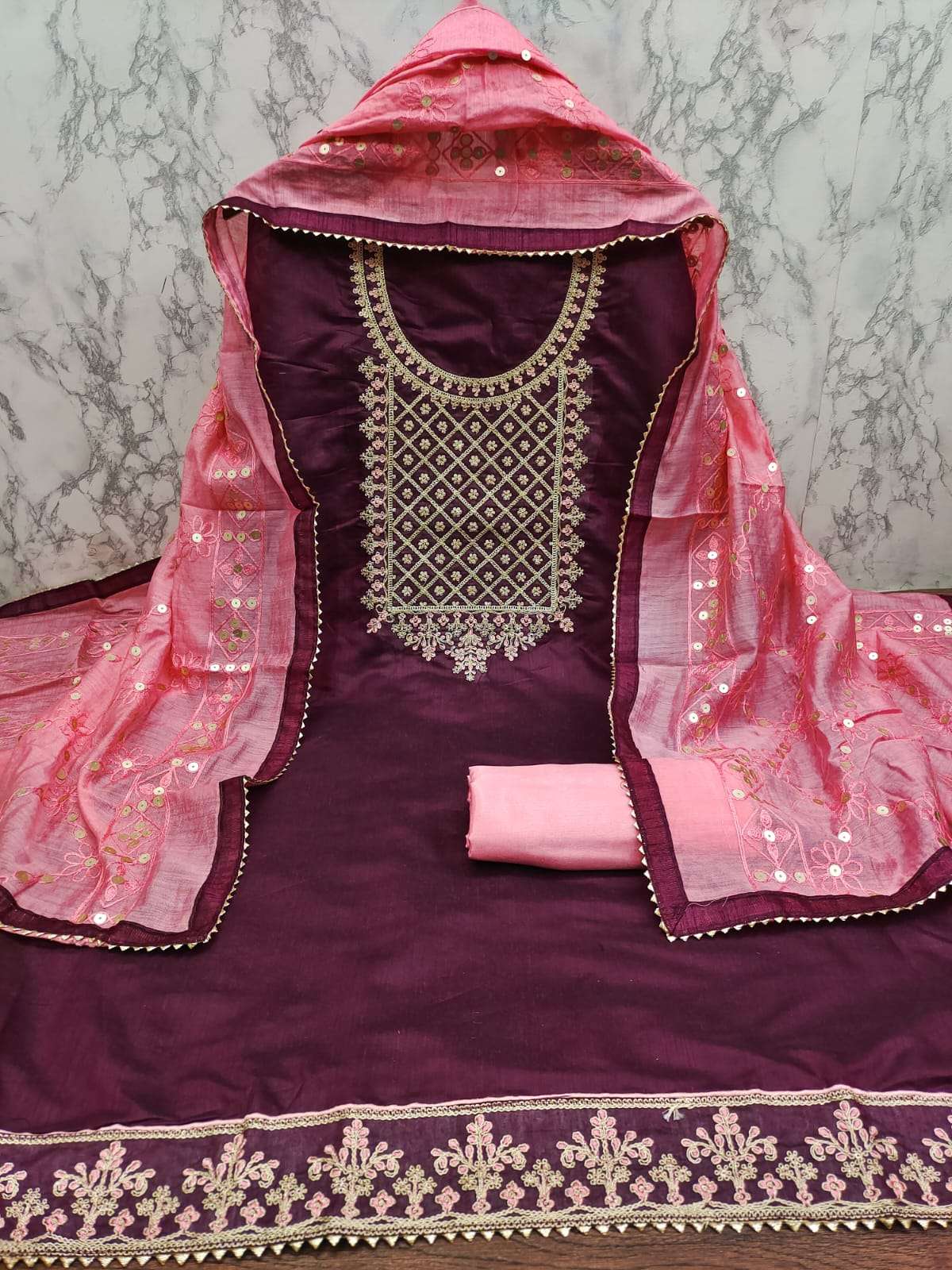 bt-07 chanderi multi coding work non catalog suit 