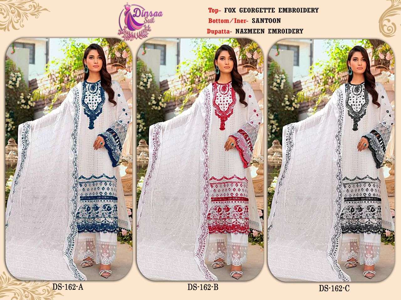 dinsaa suit ruhi color d 162 faux georgette suit 