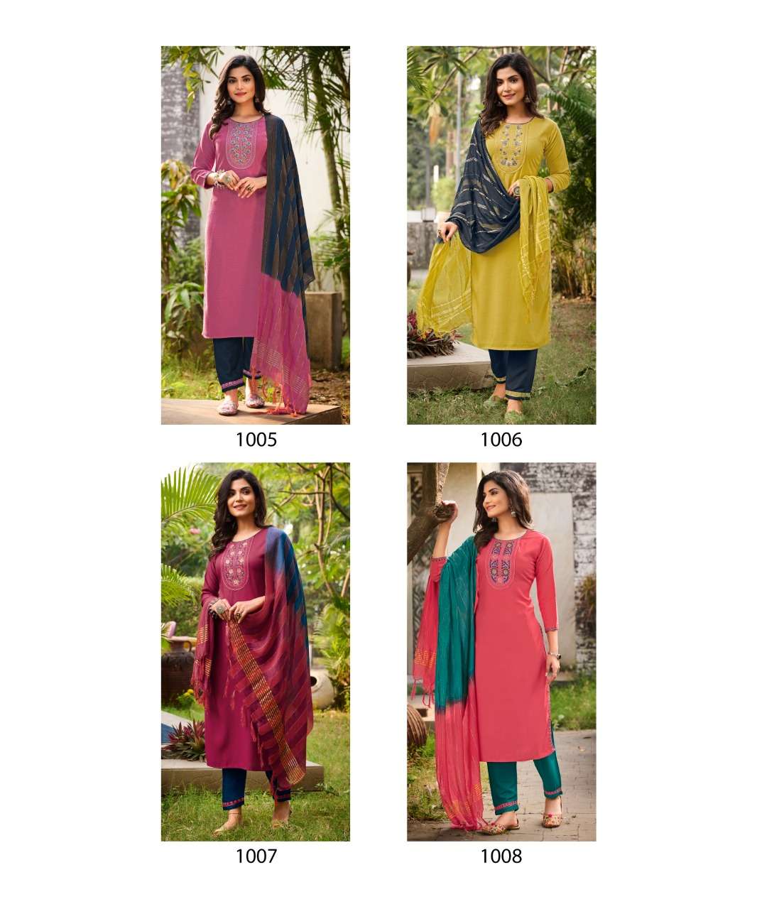 Dobby Rayon suit With Stylist Neck Embroidery Work