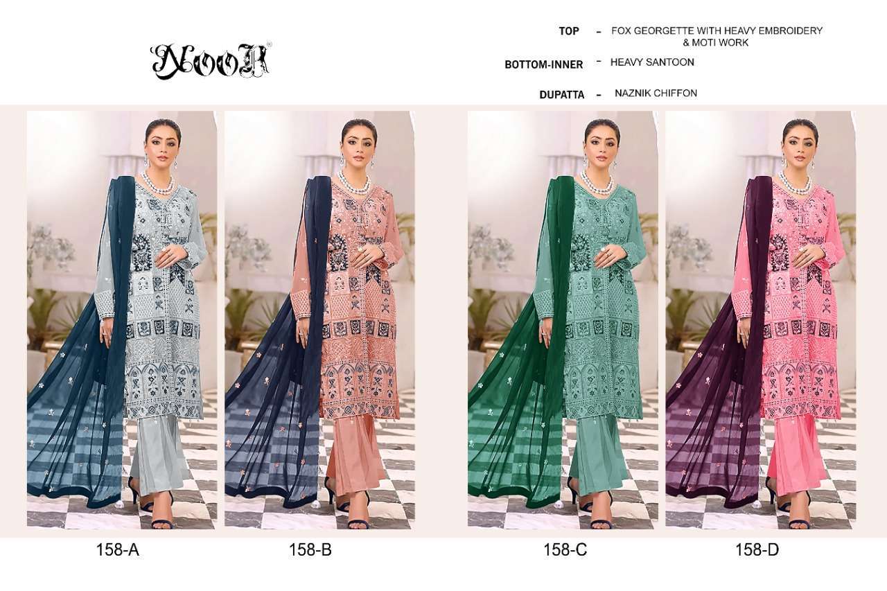 noor series 158 georgette with embroidery work suit 