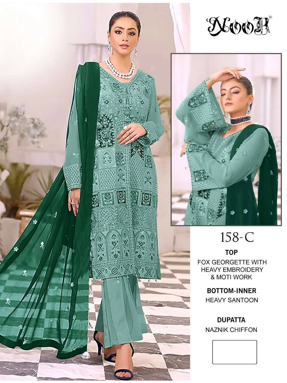 noor series 158 georgette with embroidery work suit 