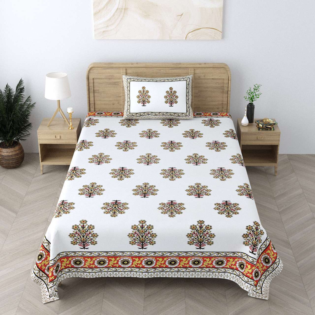 pr Heritage Jaipuri Single Bedsheet Pure South Autoloom Cotton