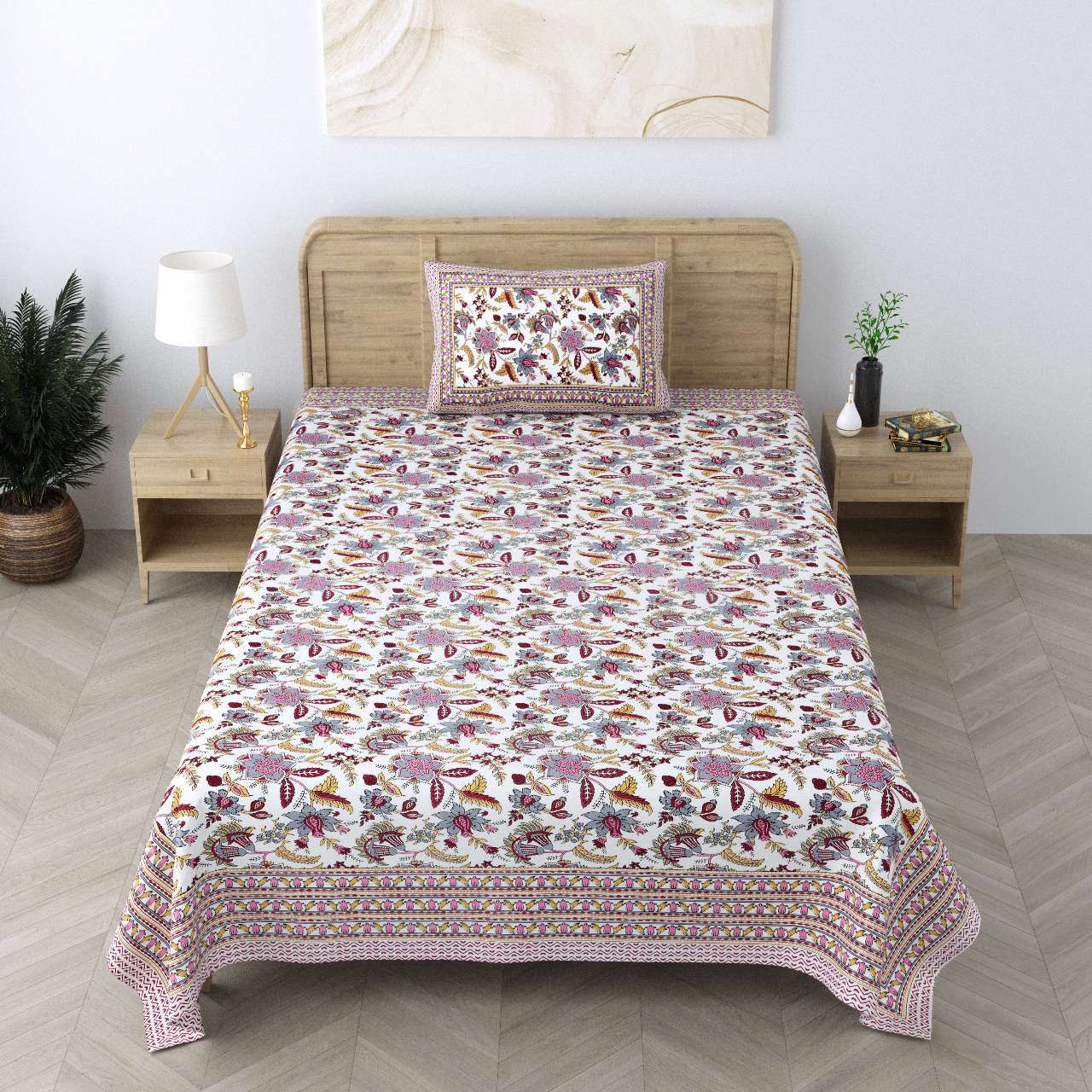 pr Heritage Jaipuri Single Bedsheet Pure South Autoloom Cotton