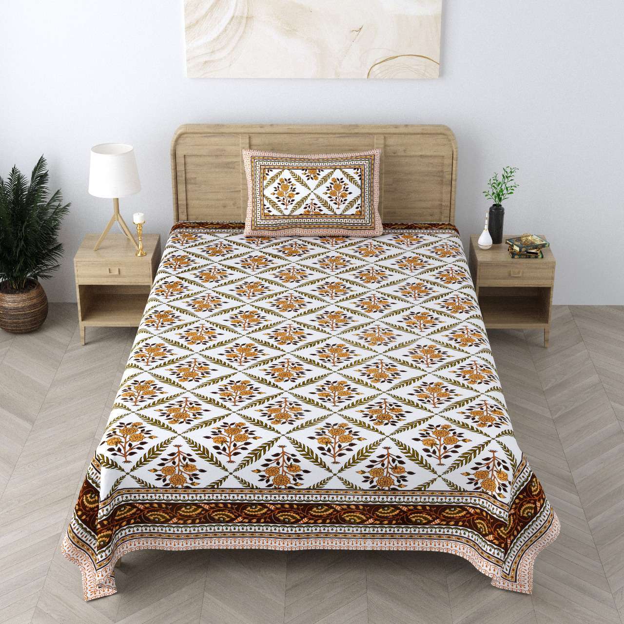 pr Heritage Jaipuri Single Bedsheet Pure South Autoloom Cotton