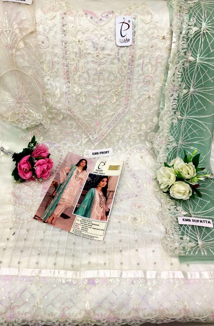 pushp 1028 colors designer butterfly net suit 