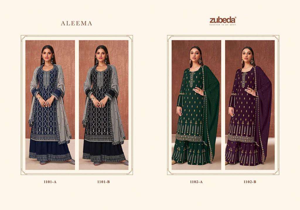 zubeda aleema 1101 colors georgette suit