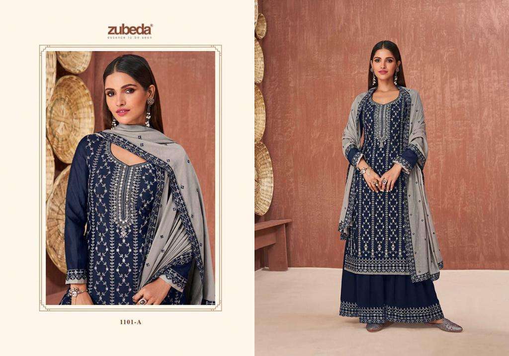 zubeda aleema 1101 colors georgette suit