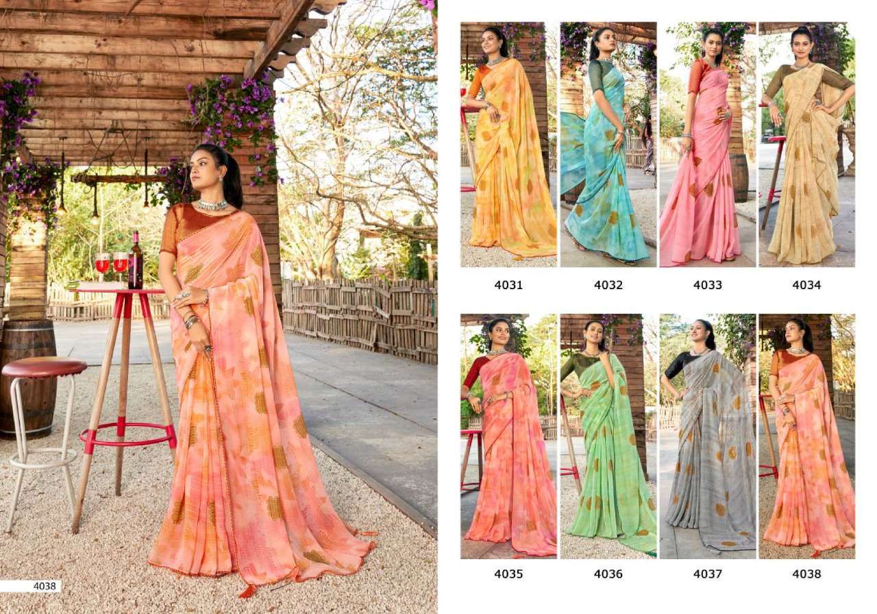5d designer colors series 4031-4038 georgette saree 