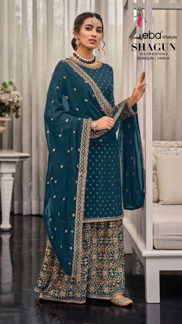 eba shagun color edition-2 series 1448 georgette suit 
