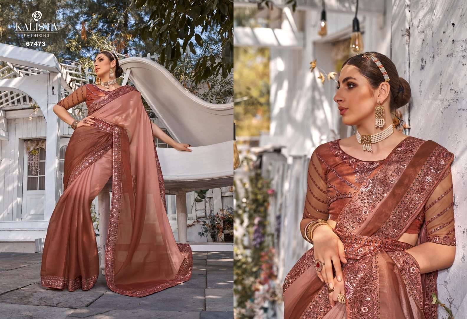 kalista cinderella gold edition series 67466-67473 satin organza saree