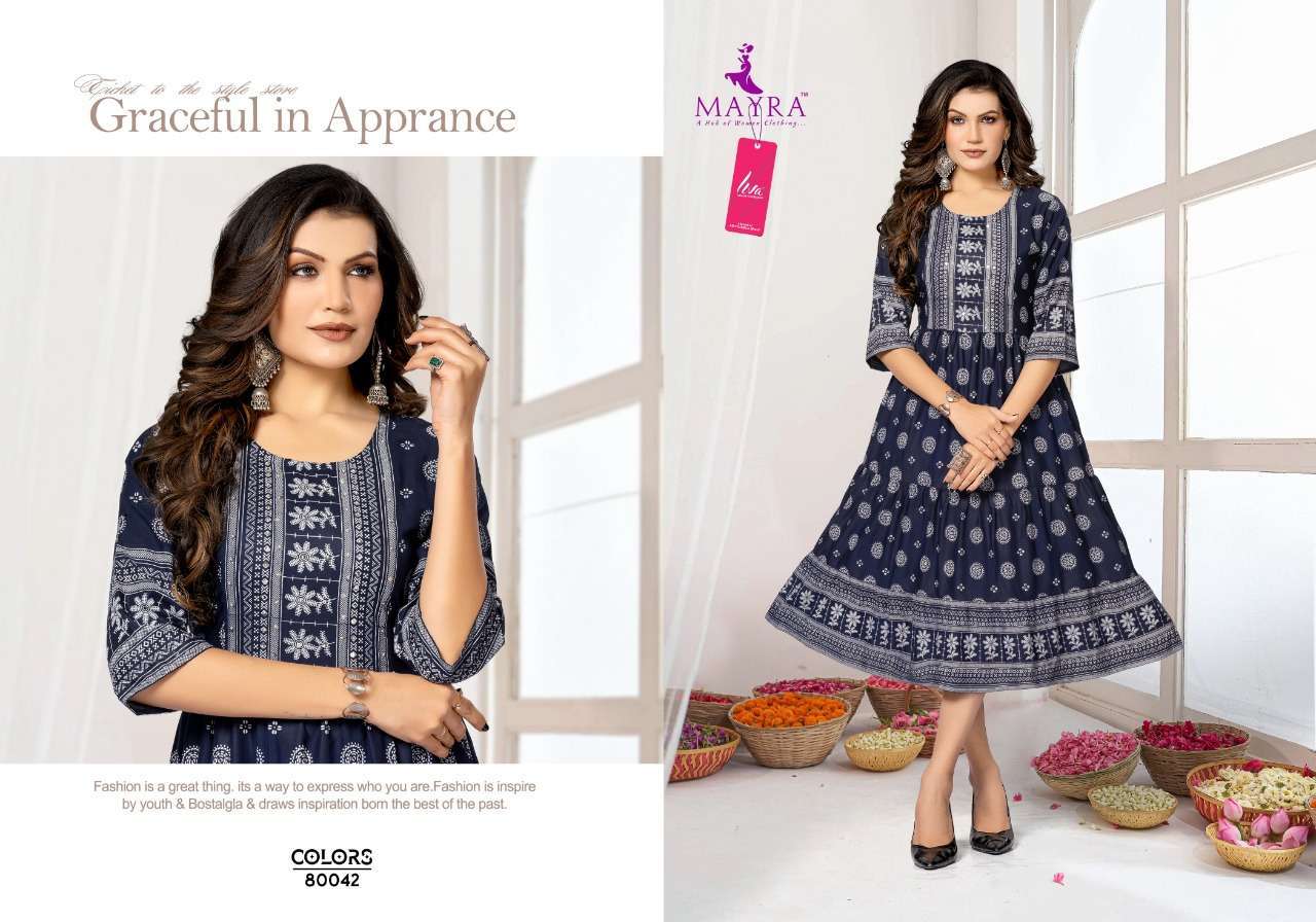 mayra colors series 80035-80042 Reyon plain 14kg kurti