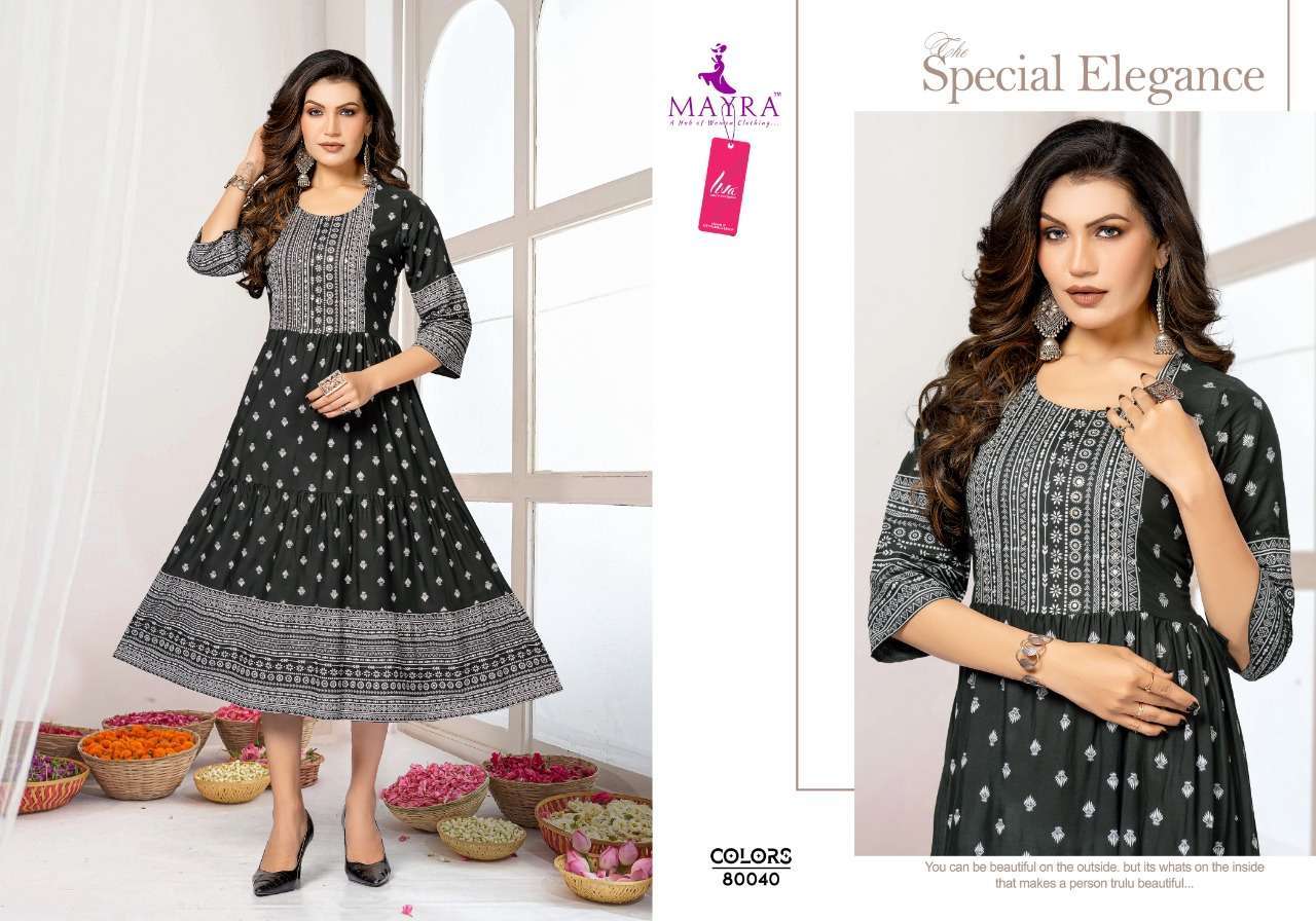 mayra colors series 80035-80042 Reyon plain 14kg kurti