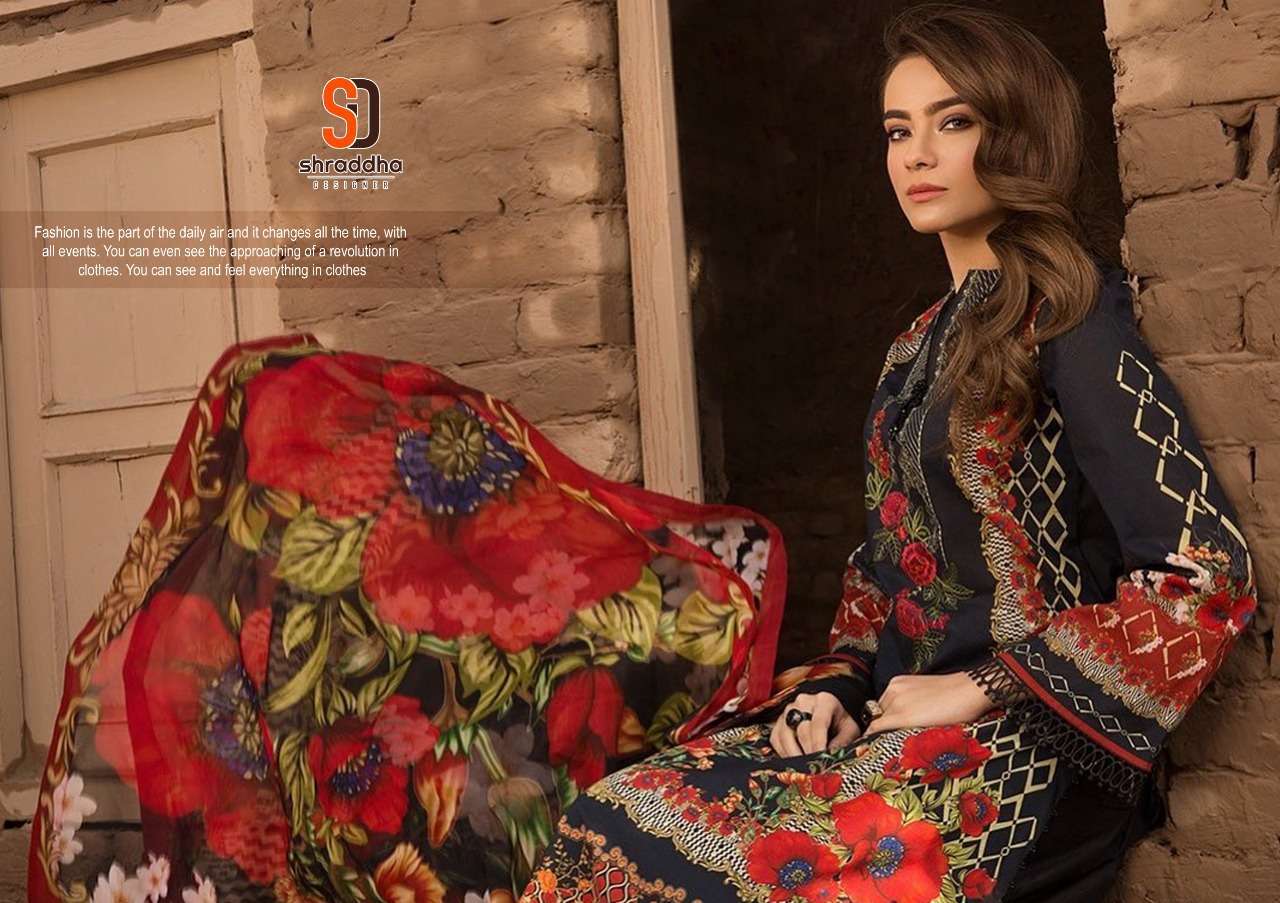 shraddha designer vintage vol 9 series 9001-9004 lawn cotton suit 